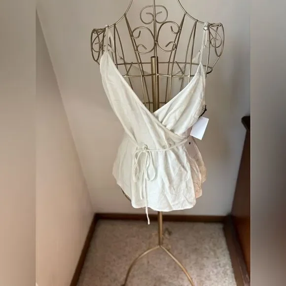 NWT Treasure & Bond Linen Blend Wrap Top White Size XS new with tags - Picture 8 of 11